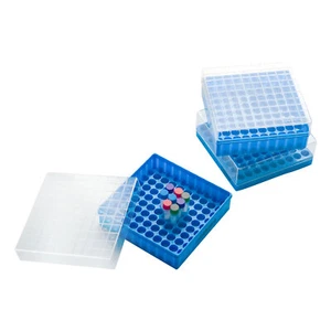 2in, 100-Well PC Cryogenic Boxes-Blue, 6/Pack, 12/Case - Picture 1 of 6