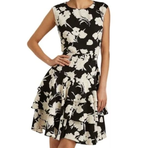 RALPH LAUREN Black Label Silk Sleeveless Floral Dress WHITE And BLACK Size 10 - Picture 1 of 4