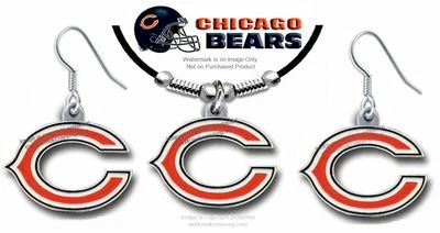 CHICAGO BEARS NECKLACE & EARRINGS SET - NFL Football Jewelry Adjustable HOT #BL - Image 1 of 4