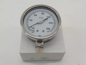 WAL Manometer 4" Face Dial -30inHg-0-300 PSI 1/4" NPT Bottom Connection... - Bild 1 von 4