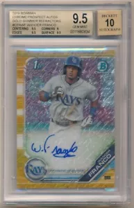 WANDER FRANCO 2019 BOWMAN CHROME RC GOLD SHIMMER REFRACTOR AUTO #/50 BGS 9.5 10