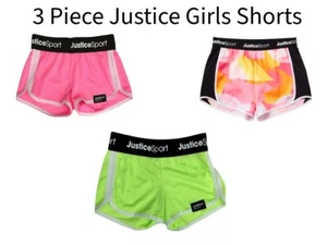 Justice Sport Girls Lot 3 Pull Up Athletic Active Wear Logo Shorts Sz L /12-14 - Picture 1 of 4