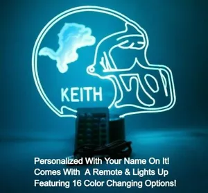 Detroit Lions Nachtlicht Fußball LED Sport Fan Lampe - personalisiert KOSTENLOS - Bild 1 von 12