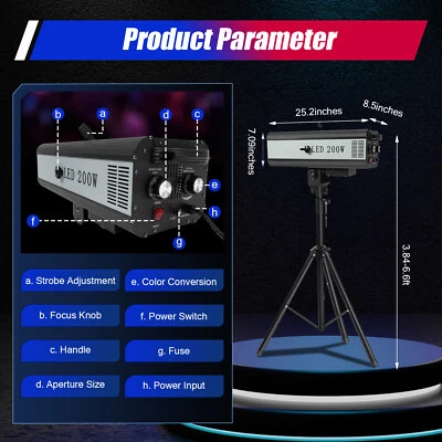 LED Follow Spot Light DJ Party Theater Disco Stage Spotlight Manual Control NEW - Image 1 of 4