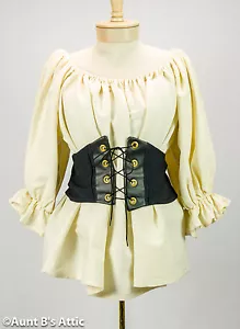 Medieval Renaissance Pirate Ladies Black Fabric Laced Front Waist Cincher LG - Picture 1 of 2