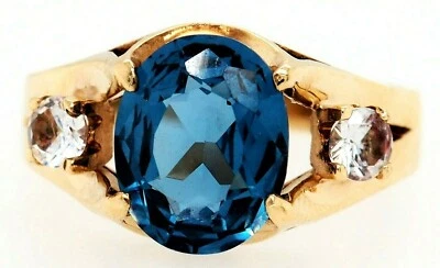 Blue Spinel 9ct Yellow Gold Dress Ring - Image 1 of 4