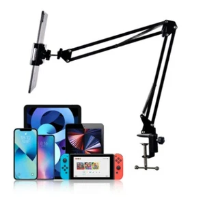 Adjustable Long Arm Clamp Tablet Stand Desktop Mount Smartphone 360 Rotation - Picture 1 of 12
