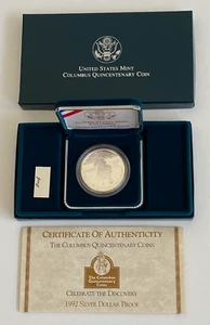 1992 Columbus US Mint Commerative Proof Silver Dollar - Free Shipping - Picture 1 of 3