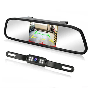 Auto on Car Backup Camera Rear View System Night Vision + 5" Mirror Monitor Kit - Picture 1 of 12