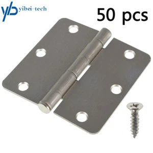 Satin Nickel Door Hinges 1/4" Radius Corners 50 PCS 3 1/2 Inch - Picture 1 of 6