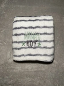 Ente Ente Gans MAMAS JUNGE Stickerei grau weiß Streifen weiche Babydecke 30"x40" - Bild 1 von 4