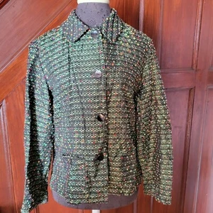 Chicos grüne mehrfarbige strukturierte Jacke mit Knopfleiste Damengröße 2 Polyestermischung - Bild 1 von 6