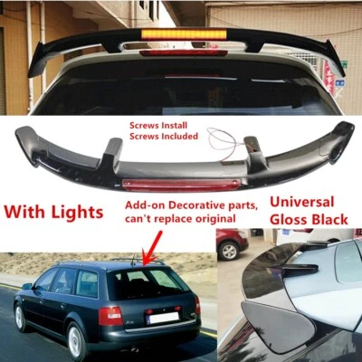 W/ Light Universal For AUDI A6 2001-2004 S6 Wagon Rear Window Roof Spoiler Wing - Image 1 of 4