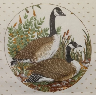 #1~Cranston~Game Birds~Picture Patch Circles~"Canadian Geese"~Cotton Fabric Brwn - Image 1 of 3
