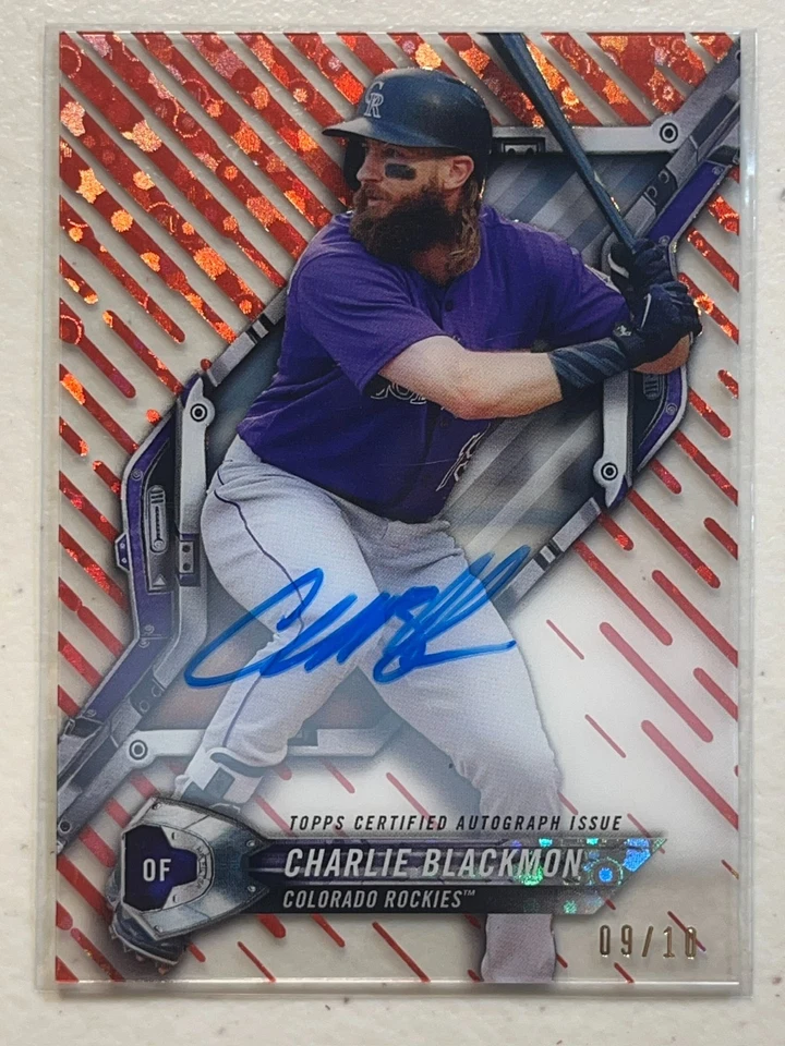Charlie Blackmon 2018 Topps Hi Tek/10 Red Orbit Difractor Autógrafo HT-CB Foto 1 de 2