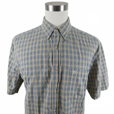 Camisa Timberland Para Hombres Abotonada Azul Beige A Cuadros M Manga Corta De Colección Foto 1 de 4