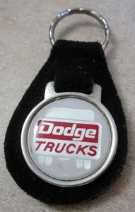 New NOS Vintage Dodge Trucks Keyring Key Chain Fob, Black Leather, Pickup 4x4 - Picture 1 of 2