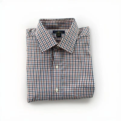 Club Room Regular Fit 17 1/2 Hombre Botón Manga Larga Rojo Azul Cuadros 34/35 Foto 1 de 4