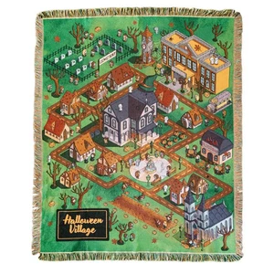 Halloween Dorf Karte Gewebt Tapesty Überwurf Decke 50" x 60" - Bild 1 von 8