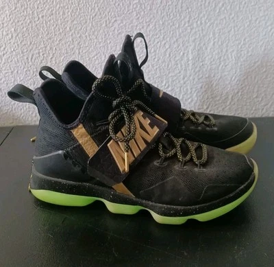 Nike ID Lebron 14 Womens 8.5 Black & Gold Glow Bottoms One Of A Kind! - Image 1 of 4