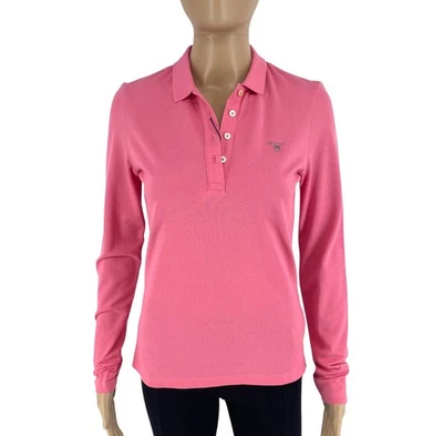 GANT Women Pink Original Long Sleeves Pique Polo Shirt Size XS - Image 1 of 4