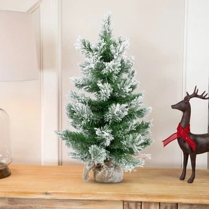 22" Flocked Pine Full Artificial Christmas Tree in Burlap Base - Unlit - Picture 1 of 6