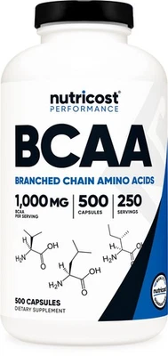 Nutricost BCAA Capsules 2:1:1 500mg, 500 Capsules - Image 1 of 4