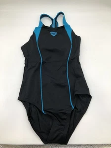 Arena Girls' Swimsuit HIGHER PANEL, Black/Blue, 10-11 Years - Picture 1 of 4