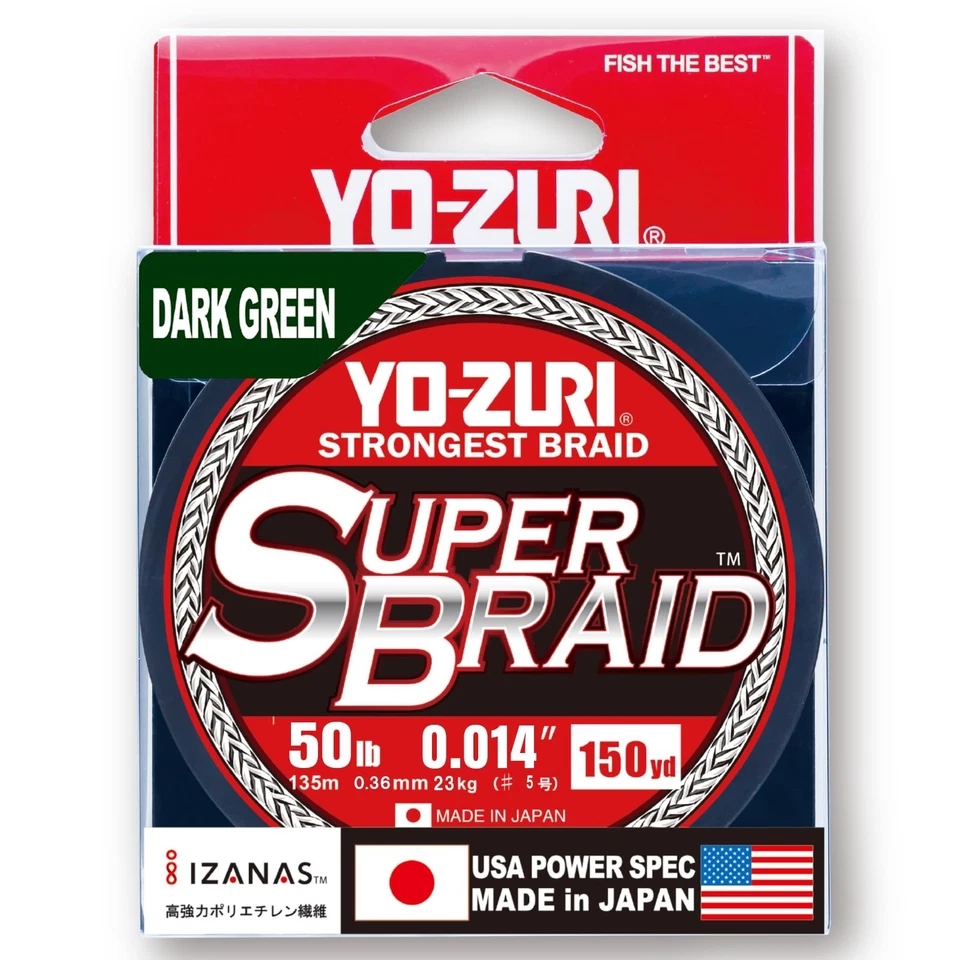 Línea de pesca Yo Zuri 50 lb verde oscuro SuperBraid máxima resistencia a la abrasión Foto 1 de 3