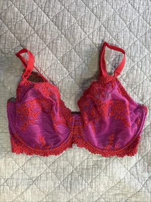 Wacoal Bra 36DD 65191 Embrace Lace Egret Lace Underwire Unlined Purple Red - Image 1 of 4