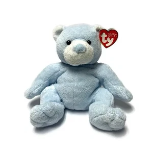 Ty Pluffies Light Blue Tinkers Bear Plush 2003 Plastic Eyes Stuffed Animal - Picture 1 of 9