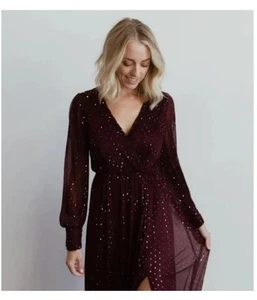 Baltic Born Dress Maroon With Silver Size Extra Small - Picture 1 of 10