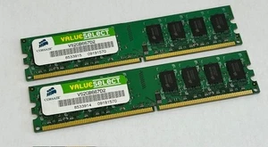 4GB Kit (2 x 2GB) Corsair ValueSelect VS2GB667D2 PC2-5300U DDR2 Computer Memory - Picture 1 of 4