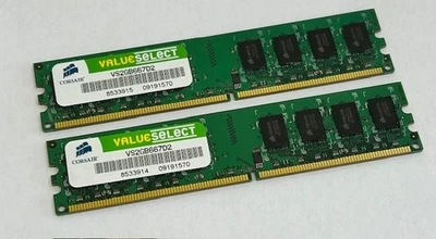 4GB Kit (2 x 2GB) Corsair ValueSelect VS2GB667D2 PC2-5300U DDR2 Computer Memory - Image 1 of 4