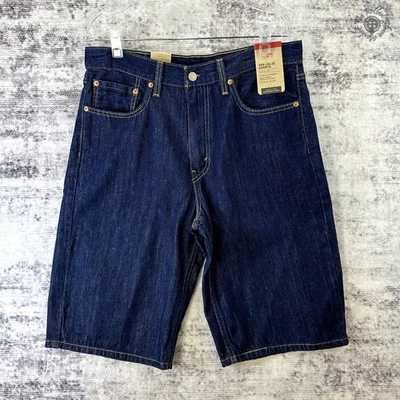 NUEVO CON ETIQUETAS - Pantalones cortos de mezclilla sueltos Levi's 469 - Azul lavado oscuro - Para hombre 31 Foto 1 de 4