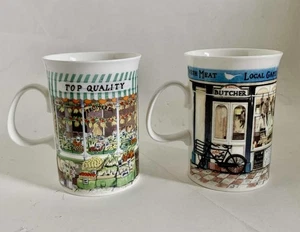 2 tazas de café Dunoon Village Stores Fine Bone China, England Smiths Butcher PO - Imagen 1 de 24