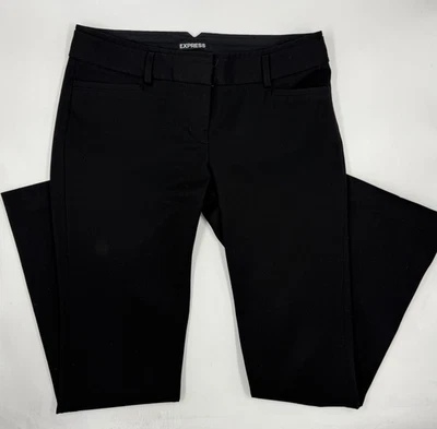 Pantalones de vestir para mujer Express columnista 4 negros mezcla de algodón elástico bootcut pierna Foto 1 de 4