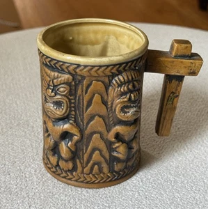 Large Hawaii Mug Brown Tiki Vintage Souvenir Japan - Picture 1 of 7