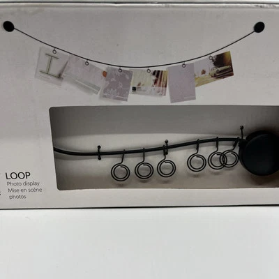 "Nuevo soporte de exhibición de pared para fotos de alambre de bucle Umbra 6 clips 32"" de largo negro" Foto 1 de 4