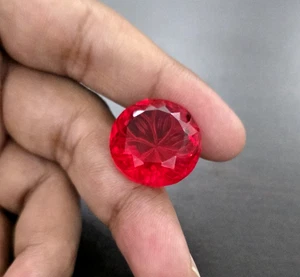 19x19 mm Makellos Natürliche Rote Farbe Schnitzerei Topas Rund Lose Edelstein F01 - Bild 1 von 5