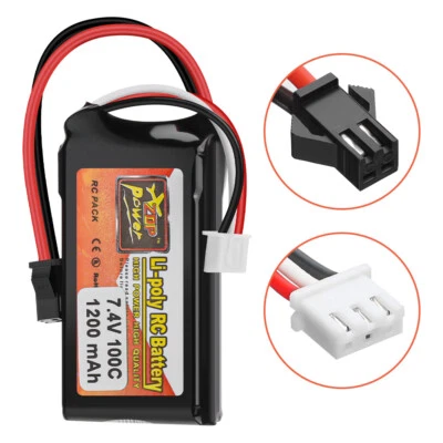 1200mah 7.4v 2s Lipo Battery SM Plug Connector For Rc Car Airplane Helicopter - Image 1 of 4
