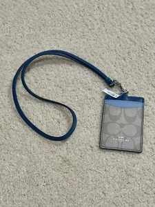 NWT COACH Id Lanyard In Signature Canvas Light Khaki Monogram Chalk - Picture 1 of 6