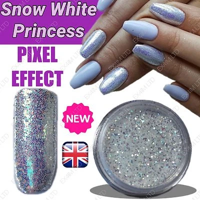EX4IM LTD SNOW WHITE PRINCESS PIXEL EFFECT NAIL ART GLITTER IRIDESCENT POWDER S01