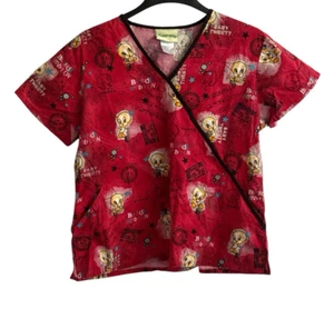 Scrub Top Medium Looney Tunes Tweety Bird Dental Medical Health Care Uniform - Picture 1 of 8