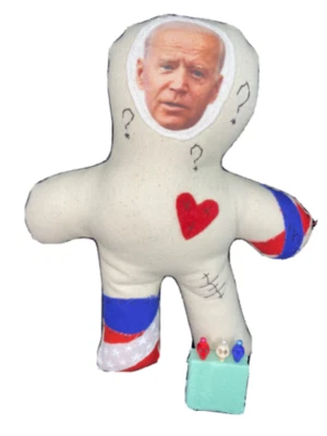 White Elephant Gag Gift Biden Voodoo Doll 8 Inch with 3 Colorful Skull Pins FBJ