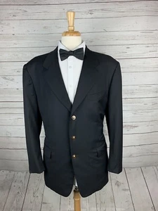 Pal Zileri REDA WOOL Schwarz Drei Goldknöpfe Blazer Herren Größe 48R 100% Wolle - Bild 1 von 11