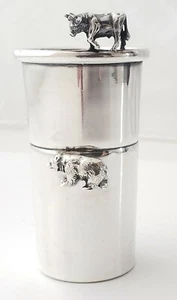 STERLING SILVER SHOT CUP SHREVE CRUMP & LOW / BULL & BEAR STOCK MARKET - Picture 1 of 3