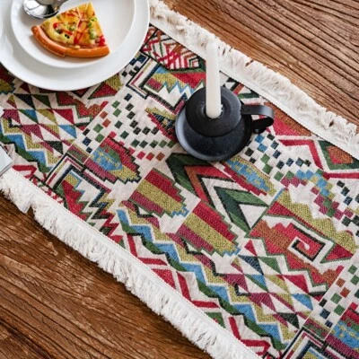 2X French Ethnic Table Mats Placemat Fringe Pad Party Dining Room Placemat Decor - Image 1 of 4