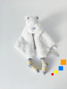 Doudou Plat Oko Chien Blanc Gris Jaune Rose Rayé Les Petits Dodos - Moulin Roty - Picture 1 of 7