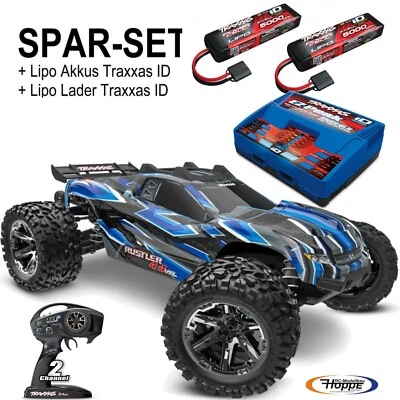 TRAXXAS Rustler 4x4 VXL blau + 2x 3S 5000 mAh Akku und doppel Lader Traxxas - Bild 1 von 3